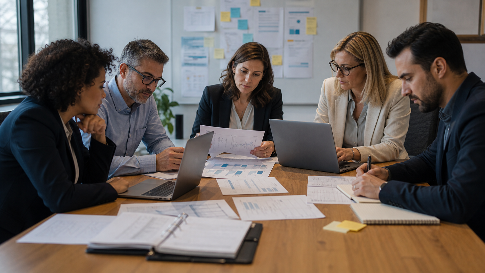 Support operations and governance team reviewing CRM records, AI audit evidence, risk checklists, and customer workflow metrics.