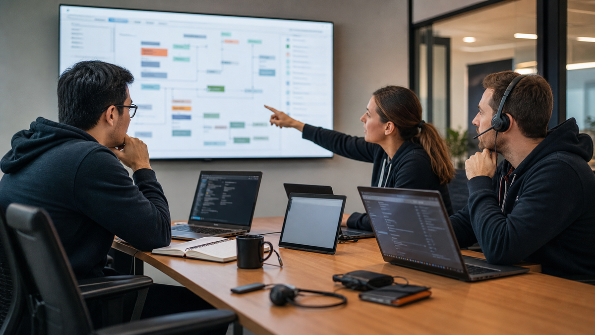 Synthetic editorial image of CRM security and support operations staff reviewing unbranded OAuth access, customer records, and incident-response evidence.